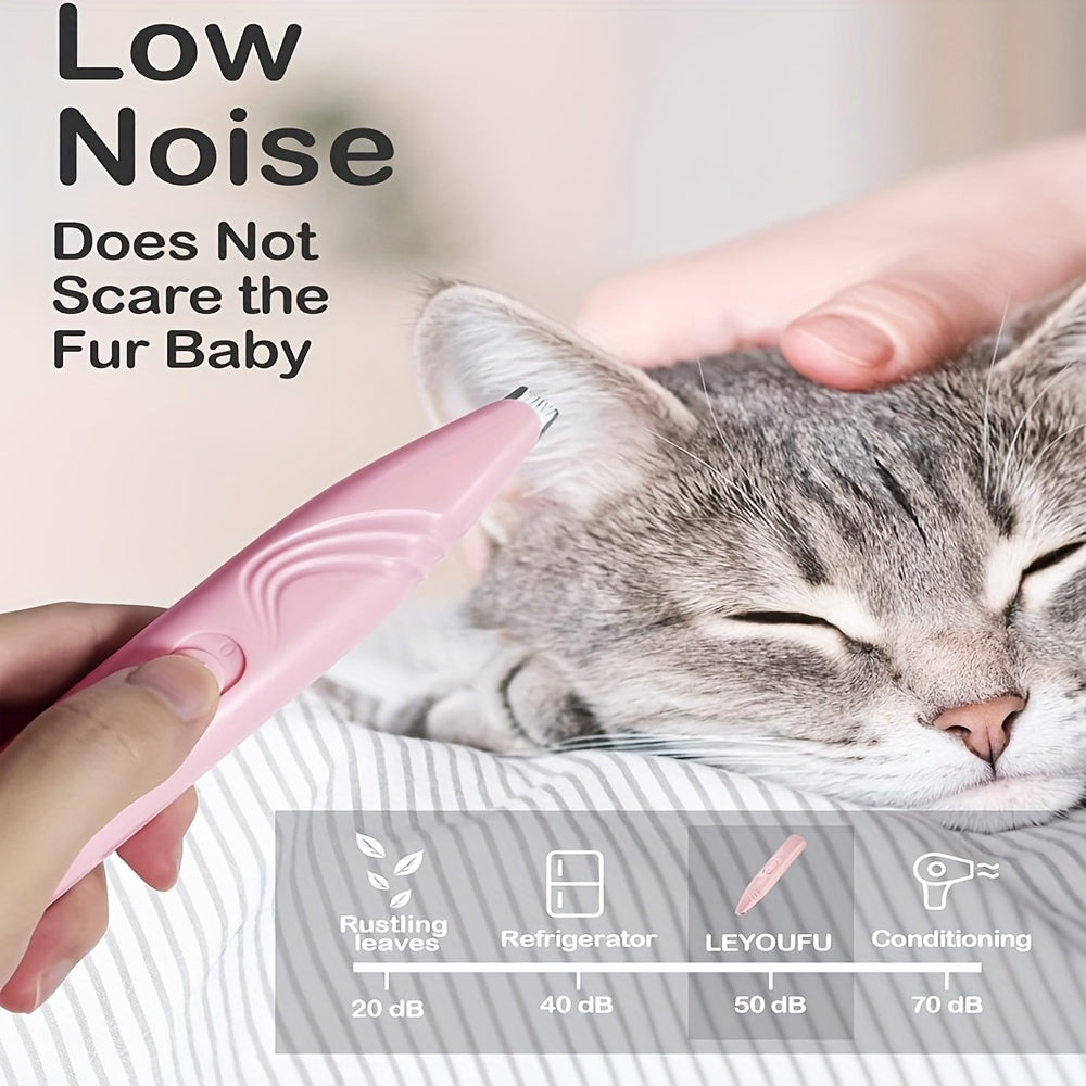 Tondeuse sans fil pour chiens et chats, faible bruit. Utilisation sèche/humide, idéale pour petites races, coupe sans douleur des pattes et du visage.