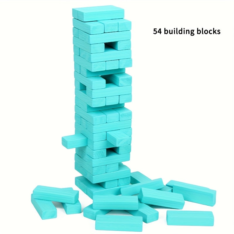 Jeu de tour en bois, 54 pièces, empiler et construire, bois de pin durable, cadeau idéal fête ou Noël.