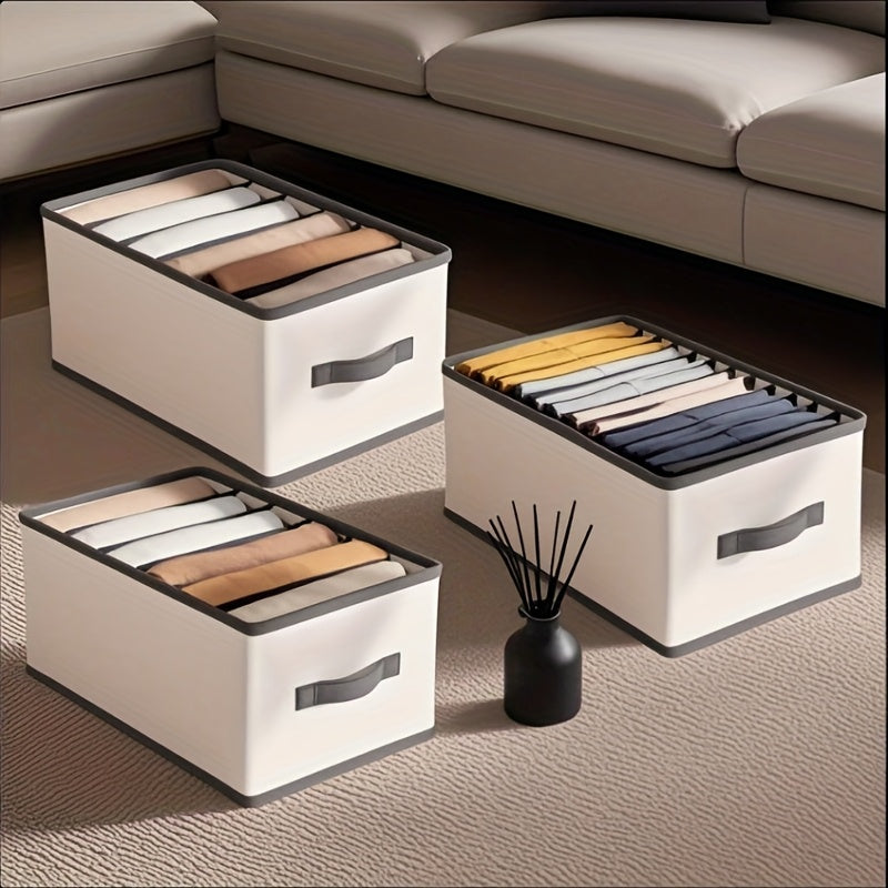 1/3pcs Foldable Drawer Storage Basket, Non-Woven Fabric, Pants Underwear Socks Bra Organizer Storage Box, Father'S Day Gift, Drawer Organizer | Multifunctional | Lightweight, Nylon Drawer Storage Bag with Handle, Divided Clot