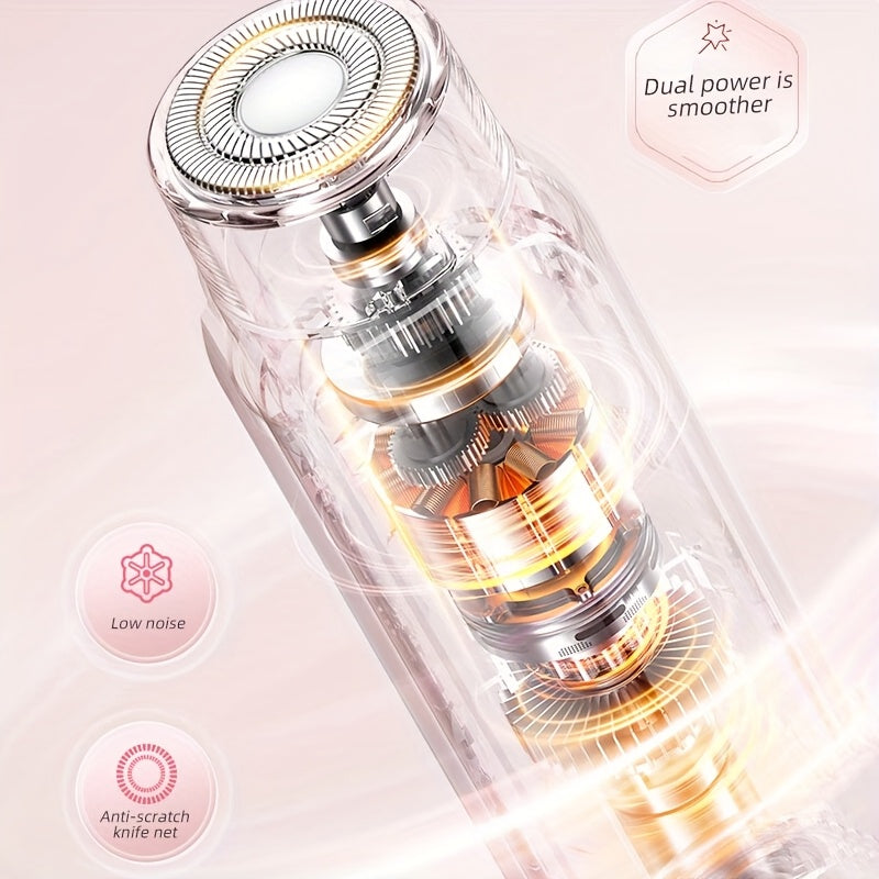 Rasoir électrique sans fil 2 en 1, rechargeable, double tête, pour corps et visage, bikini, aisselles, jambes et bras, humide ou sec.