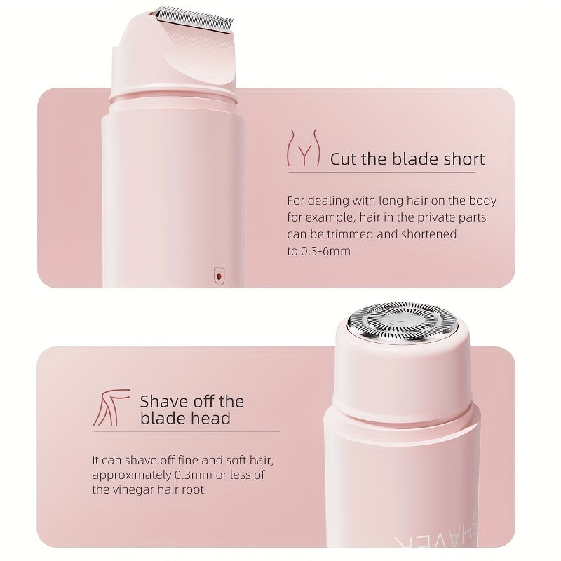 Rasoir électrique sans fil 2 en 1, rechargeable, double tête, pour corps et visage, bikini, aisselles, jambes et bras, humide ou sec.