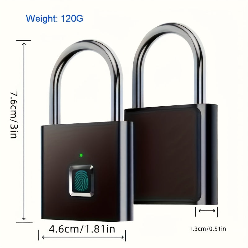 Cadenas intelligent compact à empreinte digitale, étanche, sans clé, rechargeable USB, aluminium léger, idéal pour valises et sacs à dos.
