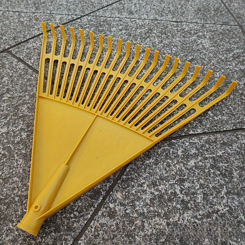 Râteau de jardin à 20 dents avec collecteur, plastique léger et durable, dents larges, idéal pour feuilles, pelouse et entretien extérieur, usage résidentiel ou commercial.