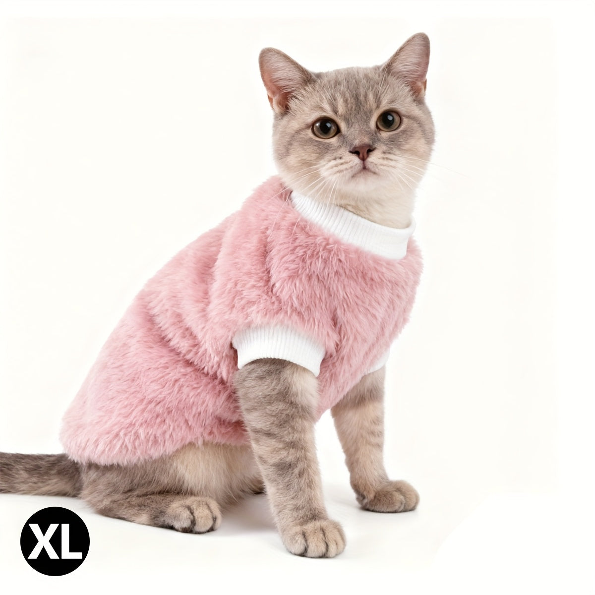 1pc Cozy Plush Sweater Jacket for Small & Medium Cats - Soft Warm Winter Clothes with Tabby/Tortoiseshell Patterns (Pink/Orange/Blue) - Hand Washable All-Season Pet Sweaters, Perfect Christmas Gift for Kittens & Cats