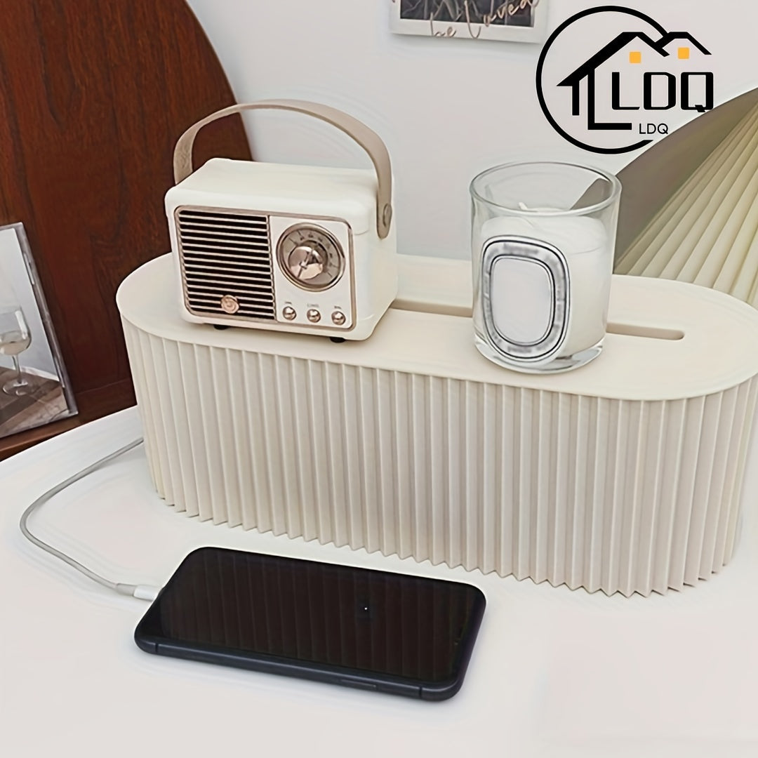 Boîte de rangement pour câbles à grande capacité Organiseur de bureau avec couvercle, gain de place, idéal pour bureau, salon et rangement domestique.