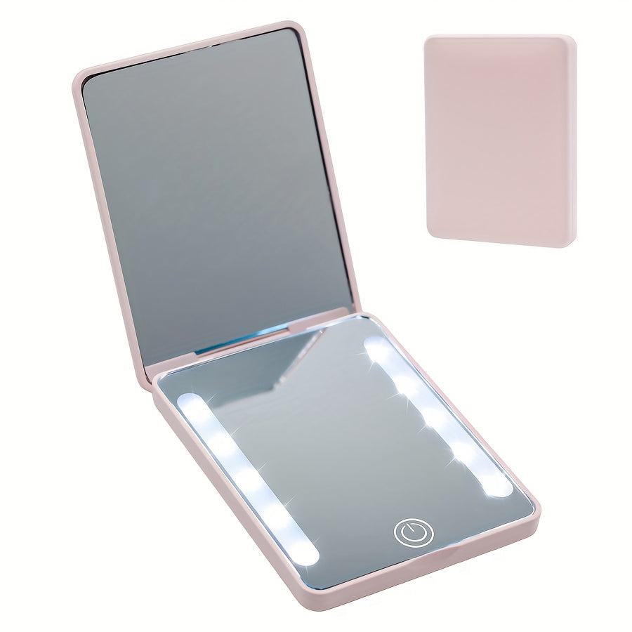Mini Ultra-Thin LED Pocket Mirror with 2X Magnification &amp; 3-Color (/Daylight/Warm Glow) - Portable Makeup Mirror for Women &amp;, Smart Dimmer Control, Compact Gift for On-the-Go Beauty