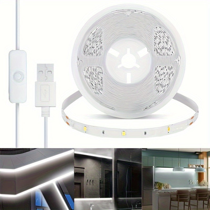 Ruban LED USB Blanc : Éclairage intérieur polyvalent, rétroéclairage TV, décoration chambre et salon, parfait pour fêtes, camping et occasions spéciales.