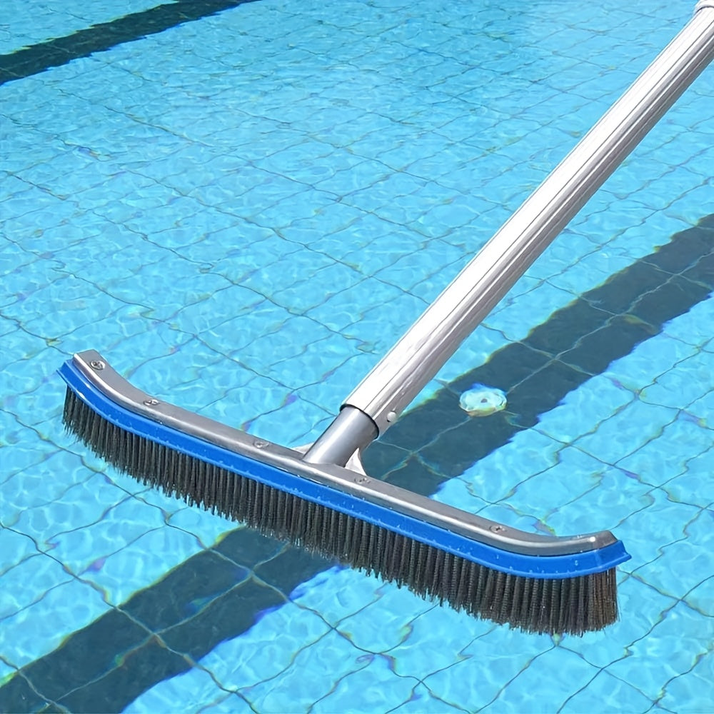 Brosse de 45 cm en aluminium et acier inoxydable, outil polyvalent pour piscine et aquarium, efficace contre algues, tête en fil métallique durable.