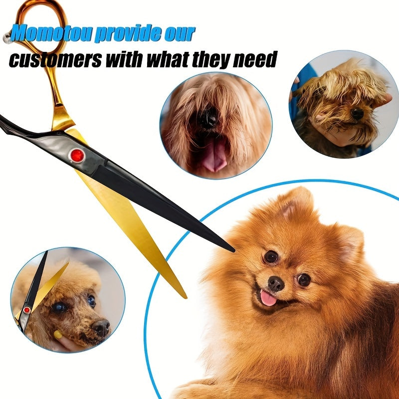 Ciseaux de toilettage professionnels 7 pouces en acier inoxydable. Lames courbées, adaptés pour une coupe précise et facile des poils de chiens et chats.