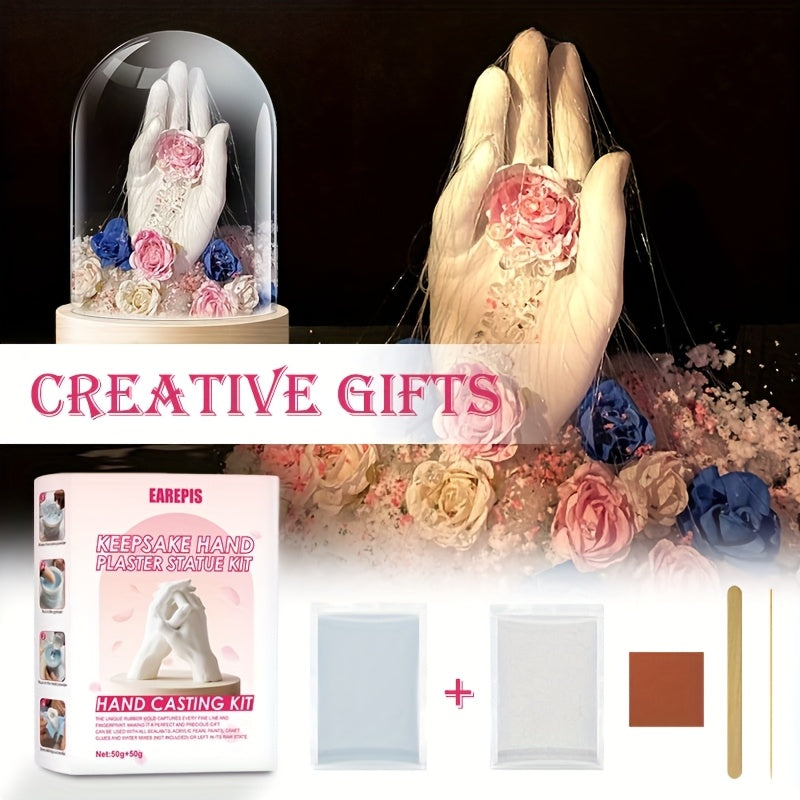 Kit de moulage de main 3D, DIY pour couples, amis ou famille, avec poudre, papiers abrasifs et accessoires, cadeau créatif parfait.