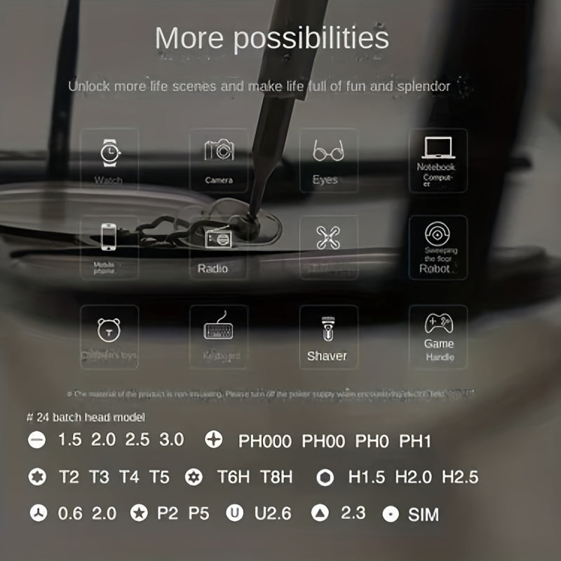 25-in-1 Multi-Function Precision Screwdriver Set, Durable, Uncharged - for Mobile Phone &amp; Tablet Repair