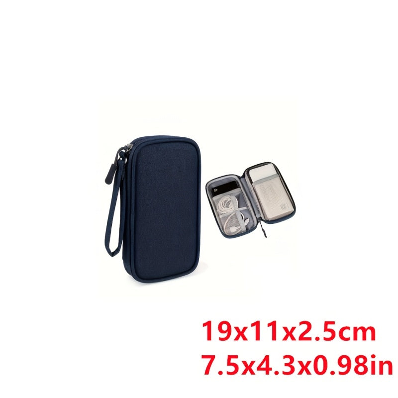 Trousse élégante en tissu avec compartiments multiples – organise câbles, batteries et accessoires, légère, pliable, pratique pour le voyage.