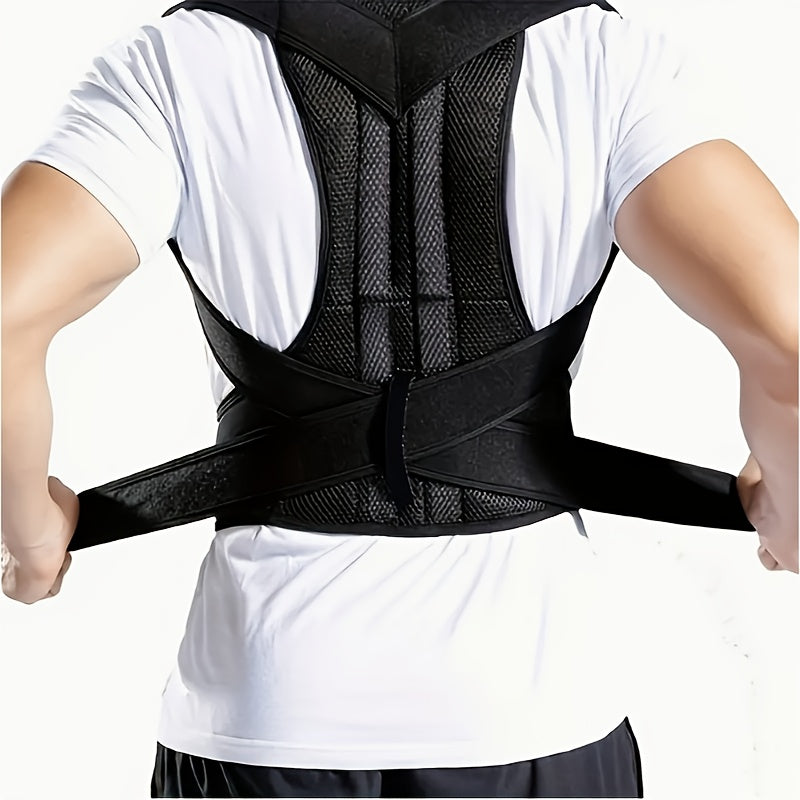 1pc posture corrector - with adjustable straps, sturdy back panel for posture improvement, lower back - perfect for adults, gyms, offices, travel - easy to use and comfortable fit