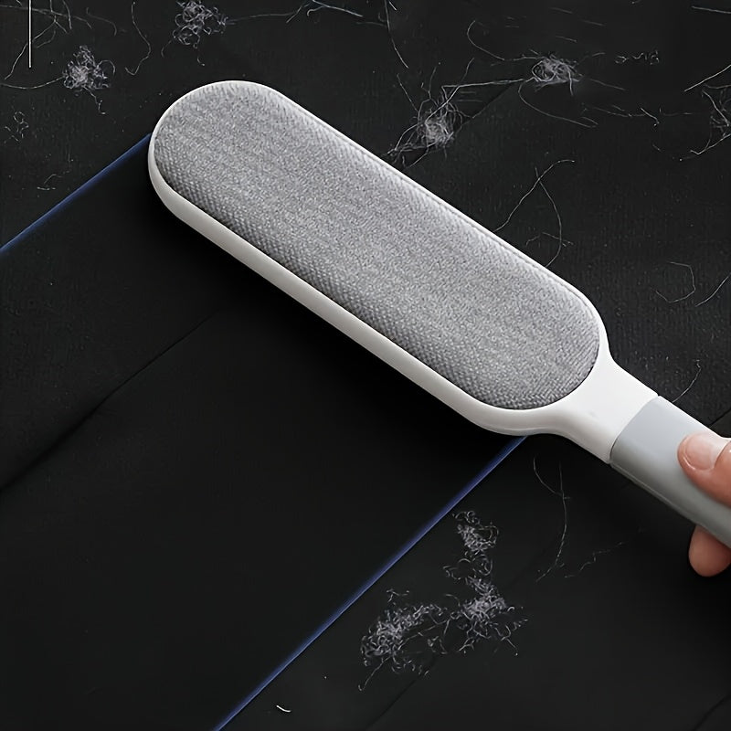 Brosse réutilisable pour enlever les poils d'animaux. Double face, effet statique, idéale pour meubles, vêtements et tapis, sans batterie, en polypropylène durable.