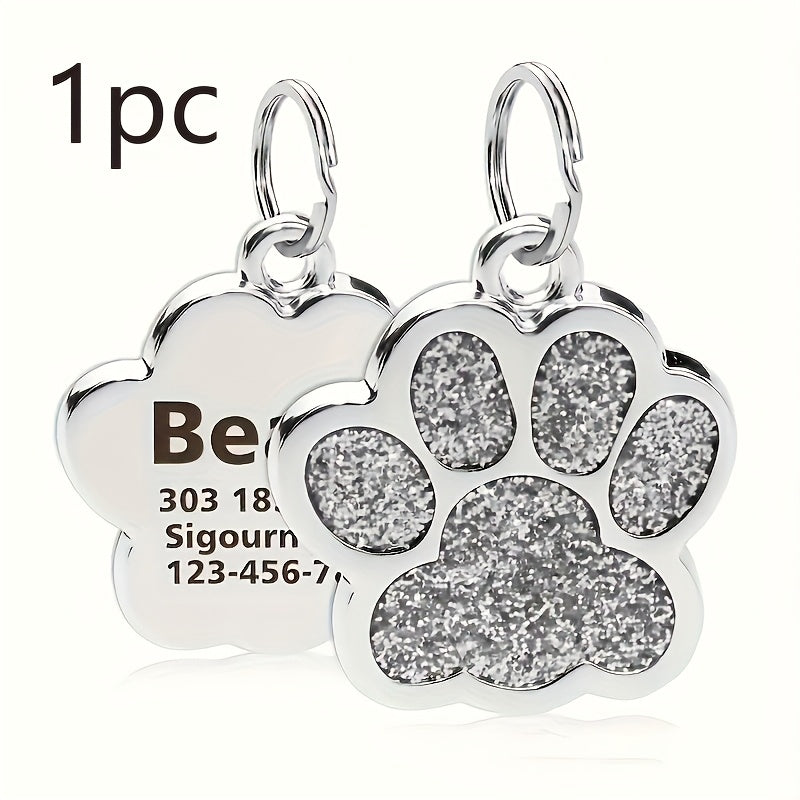 1pc Custom Dog Tag, Personalized Pet ID Plate with Laser Engraving - Durable and Fade-Resistant Cat Paw Tag for Dogs
