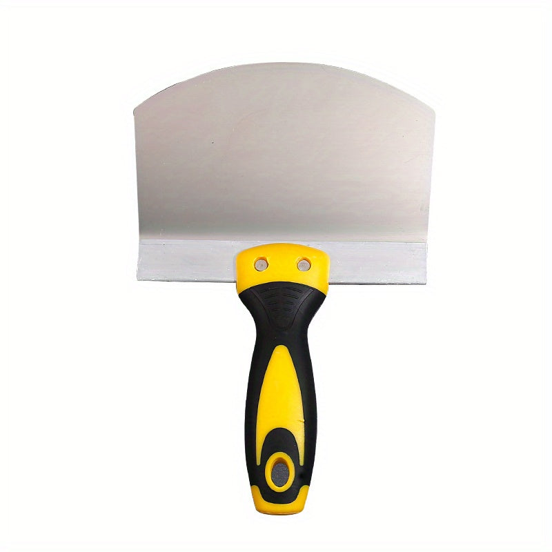 Truelle incurvée en acier inoxydable Outil épais en forme d’éventail pour plâtriers, ouvriers pétroliers, gratter cendres ou appliquer plâtre avec précision.