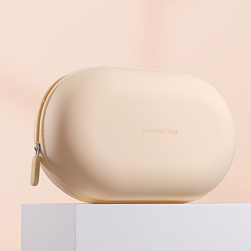 Trousse de toilette grande capacité en silicone, étanche, compartiments multiples, portable, idéale voyage et affaires, fermeture éclair durable, design minimaliste.