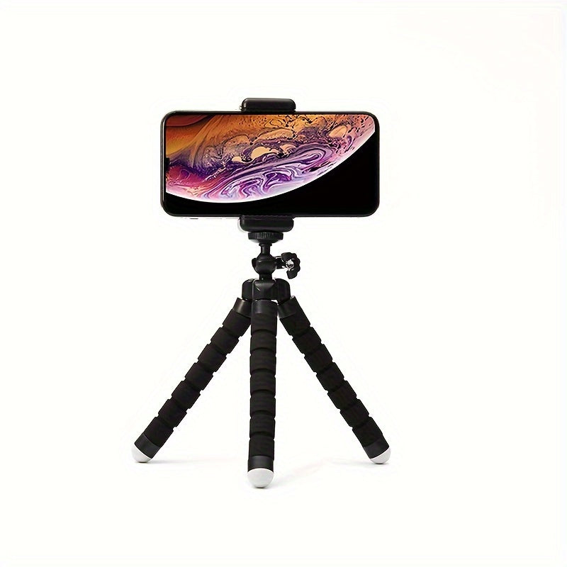 Flexible Octopus Tripod, Small Phone &amp; Camera Holder with Sponge Grip, 360° Rotatable Mini Octopus Stand for Photography and Videography, Portable and Adjustable Bracket with Universal Clip