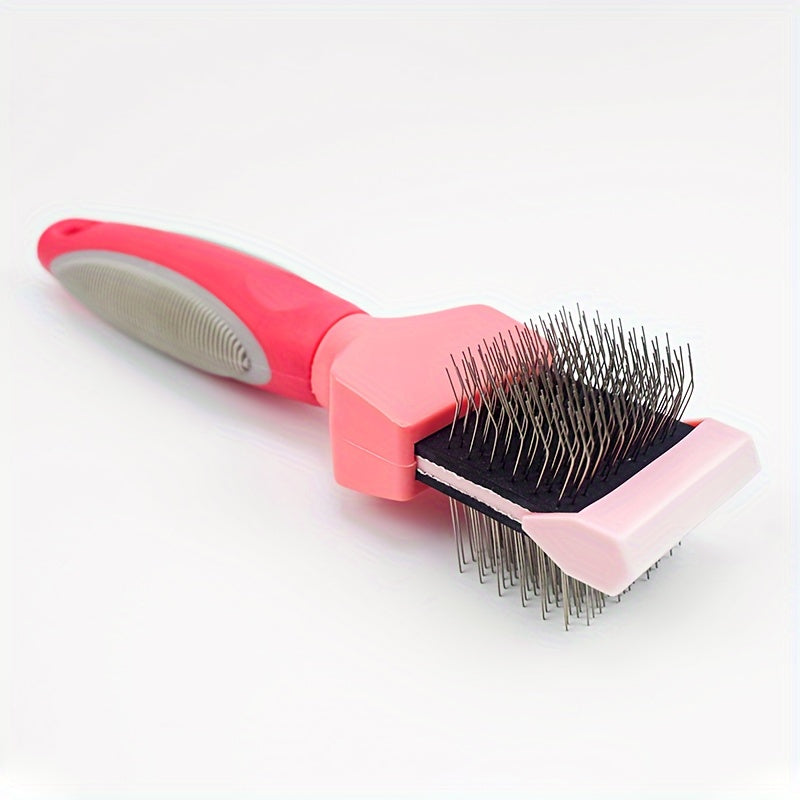 Brosse double-face pour chiens, démêlant et toilettant. Peigne en acier inoxydable, parfait pour le toilettage des chiens.