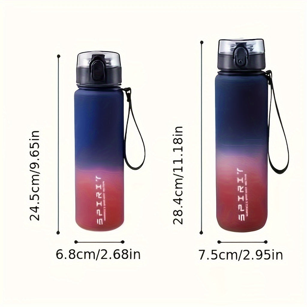 1pc 21.98oz/33.81oz Portable Sports Fitness Travel Water Bottle, Gradient Plastic Drinking Bottle For Men &amp; Women