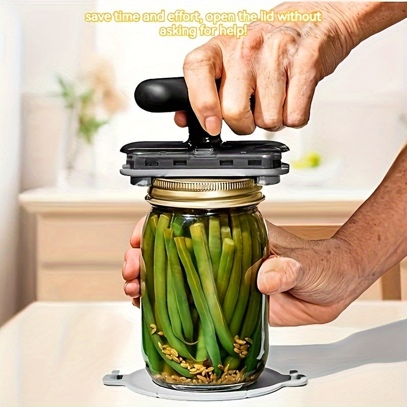 1pc Heavy-Duty Manual Lever-Style Jar &amp; Can Opener with One-Hand Operation, - Locking Mechanism - ABS Kitchen Opener Tool for Jars, Cans, Bottles - Portable, No Electricity/Power-Free for, Parties &amp; Seniors (Easy-Grip