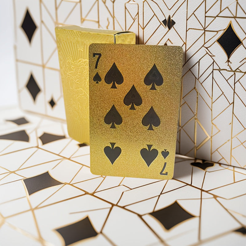 1 Set Matte Golden Dragon PVC Playing Cards - Durable Hardened Deck for Valentine'S Day, Thanksgiving, Christmas, Halloween &amp; New Year Celebrations - Elegant Design with Intricate Patterns, Perfect for Parties &amp; Gatherings, F