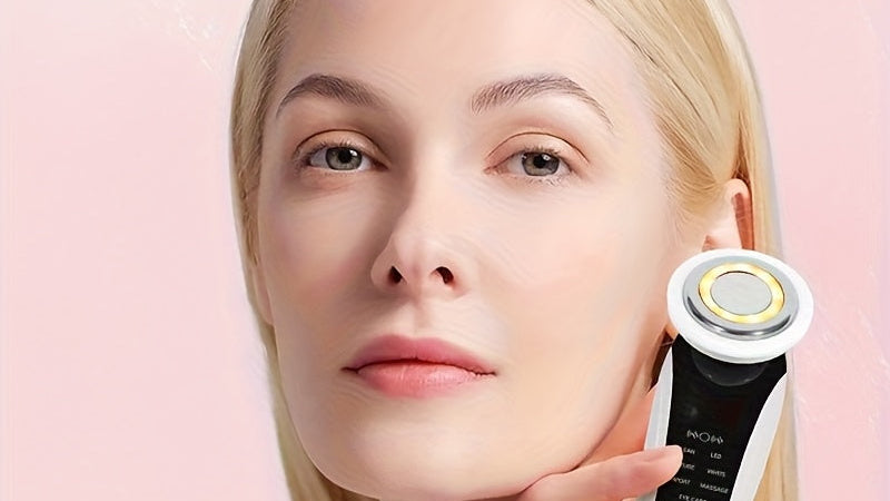 7-in-1 Facial &amp; Neck Beauty Device - Vibrating, Portable USB Rechargeable with 4 Modes and 3 Intensity Levels, White Elegant Design - Ideal Gift for Home and Friends, Massage Equipment | Compact Size, Perfect for Family Use