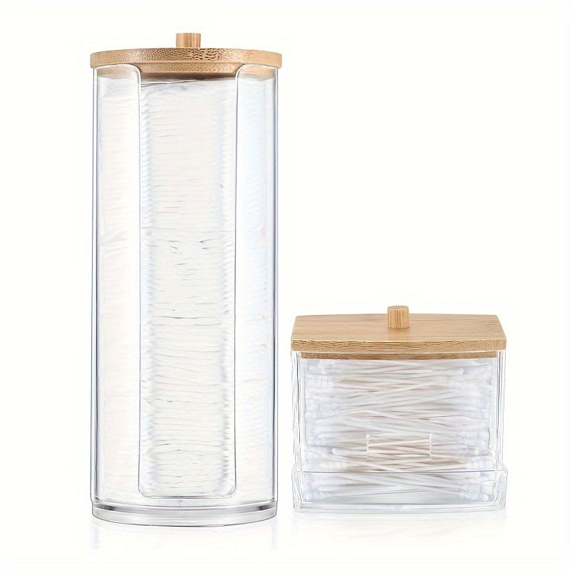 [Popular Choice] 2pcs/3pcs Swab Holder Set with Lids - Clear Organizer Canisters for Swabs, Pads &amp; Floss Storage in Bathroom, Dispenser, Ball, Storage Box for Home Organization, Canisters