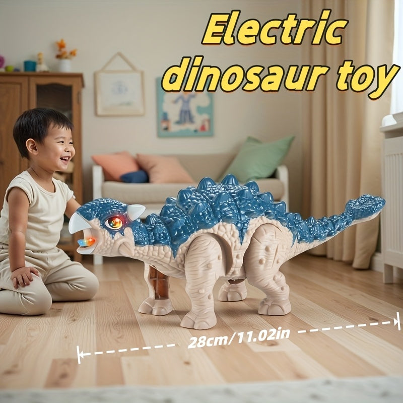 Jouet électrique dinosaure avec queue mobile, sons et lumières, modèles T-Rex, Tricératops, parfait cadeau Halloween, Noël ou anniversaire.