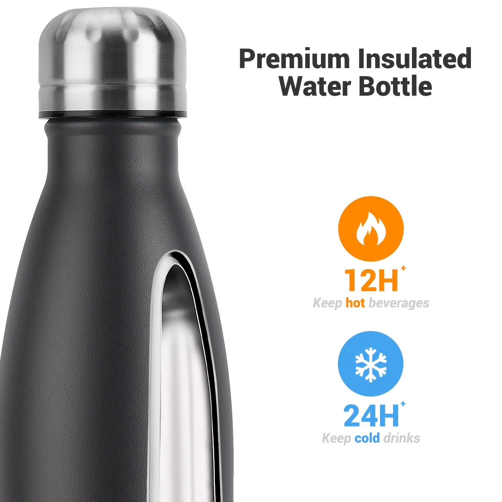 1pcs WATERSY Stainless Steel Water Bottle, 24 Hours Cold and 12 Hours Hot - Vacuum Sport Water Bottle - Perfect thermal flask, Insulated Bottles for Sports, Running, Cycling - 17oz/500ml