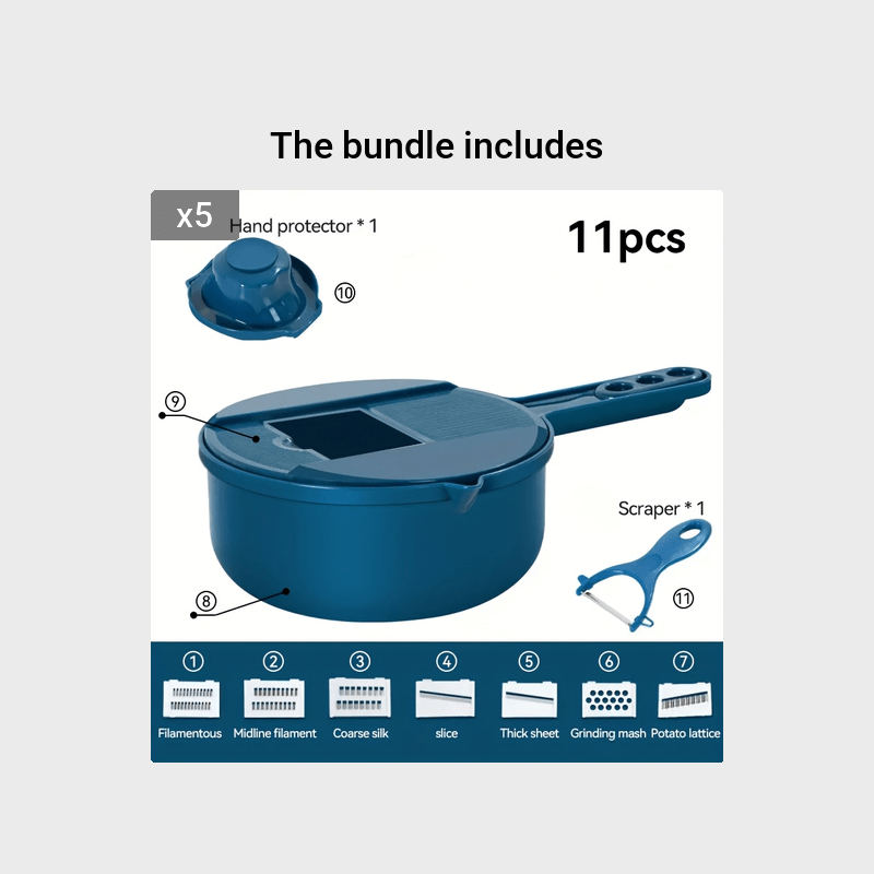 Coupe-légumes 12-en-1 : tranche, râpe et émince manuellement carottes, pommes de terre, radis et plus. Outil de cuisine polyvalent.