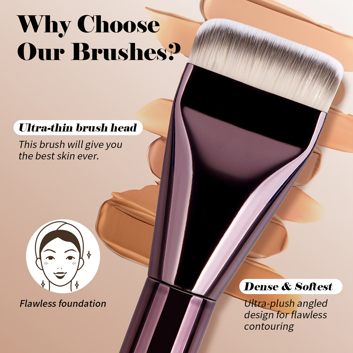Set MAANGE 3 pièces : pinceaux maquillage aluminium, fond de teint Kabuki, poils doux et épais, débutants, portable et facile à utiliser.