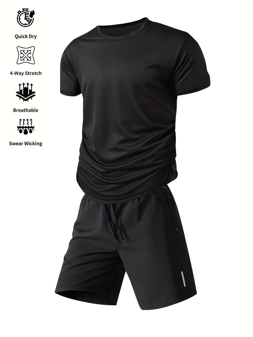 Ensemble sportif homme été, deux pièces, léger et respirant, parfait pour fitness, course, entraînement et loisirs actifs.