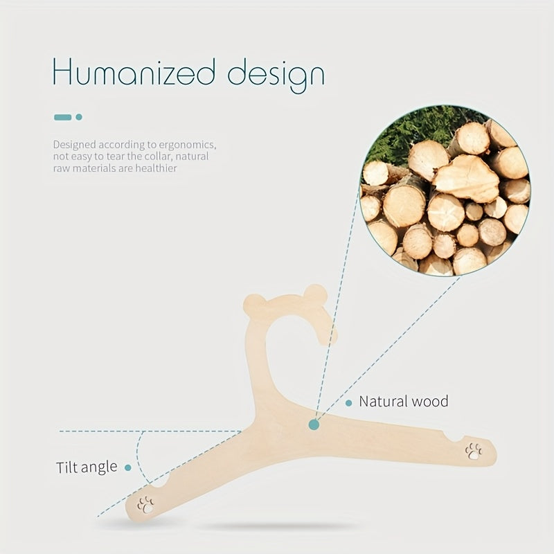 Lot de 20 cintres en bois forme ours, durables et polis, parfaits pour vêtements enfants, animaux et accessoires, décoration de chambre ou placard.