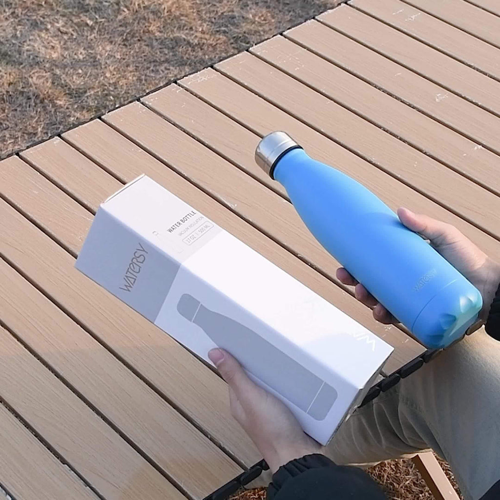 1pcs WATERSY 500ml/17oz Stainless Steel Drinking Bottle - Travel Thermal Flask - BPA-Free - Water Bottle, Stainless Steel Drinking Bottle - 24 Hours Cold &amp; 12 Hours Warm - Leak-Proof - Thermal Sport Bottles, 2 sealing rings a