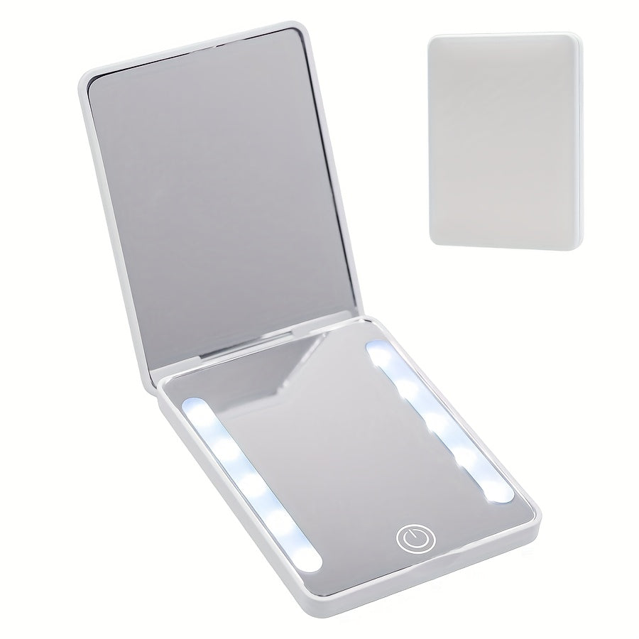 Mini Ultra-Thin LED Pocket Mirror with 2X Magnification &amp; 3-Color (/Daylight/Warm Glow) - Portable Makeup Mirror for Women &amp;, Smart Dimmer Control, Compact Gift for On-the-Go Beauty