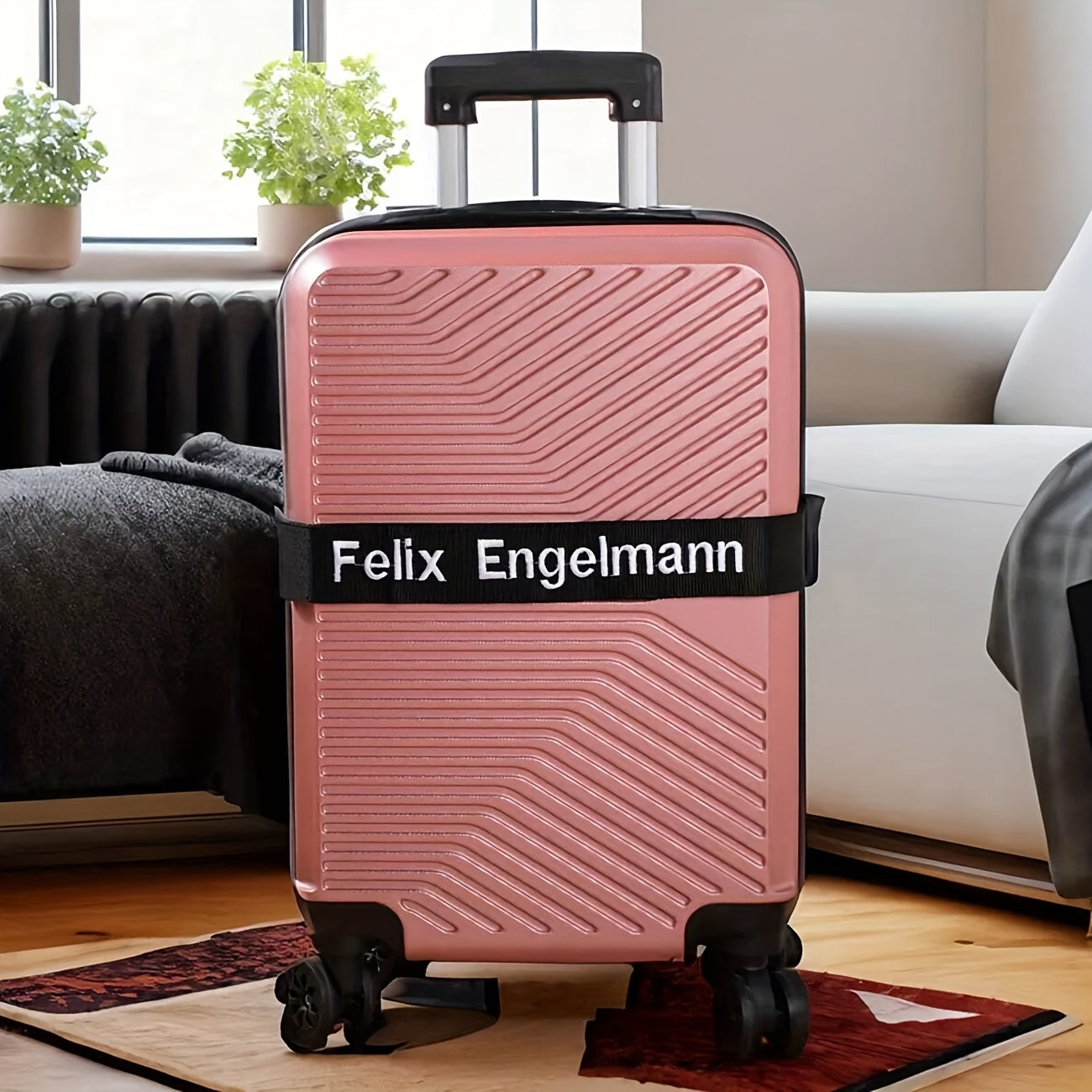 1pc Custom Embroidered Luggage Strap with Personalized Name/Text - Durable Nylon Adjustable Shoulder Strap, Colorful Luggage Protector &amp; Identifier for Suitcases, Travel Bags, Airports (Hand Washable), Suitcase Identifier, St