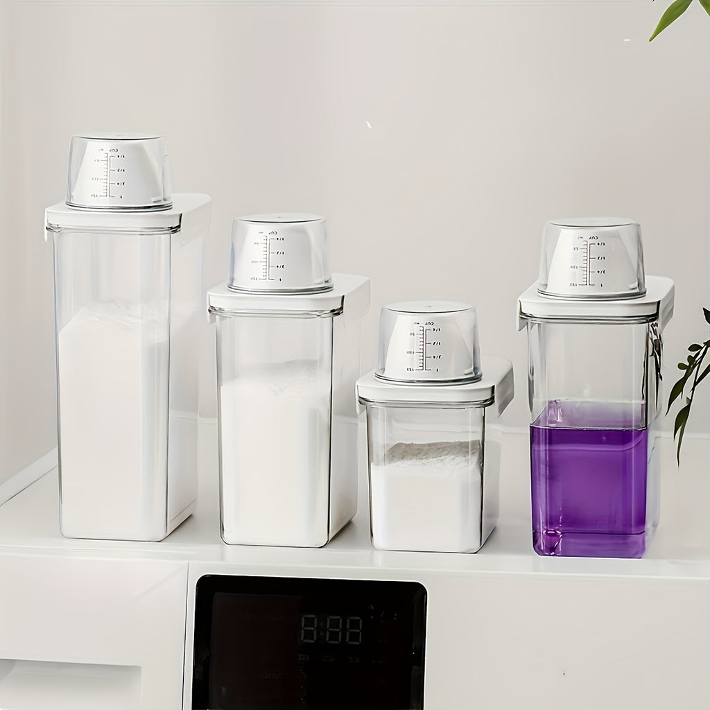 Large Capacity Laundry Detergent Dispenser with One-Touch Lever &amp; Spill-Proof Nozzle - Transparent Sealed Plastic Container, Hygienic Leakproof Lid