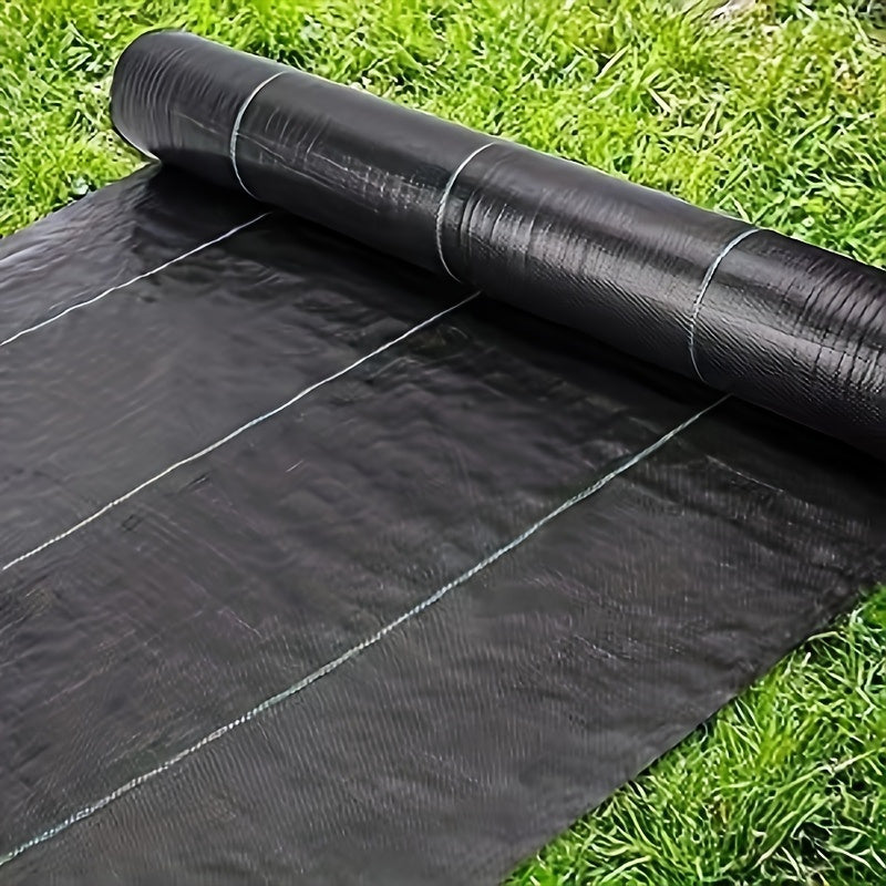 1 Roll Heavy Duty Black PP Non-Woven Landscape Fabric Weed Barrier with Green Stitched Edges - Durable Garden, Vegetable Patch &amp; Flower Bed Weed Control, Light-Blocking &amp; Water Permeable Fabric for Healthy Plant Growth, Veget