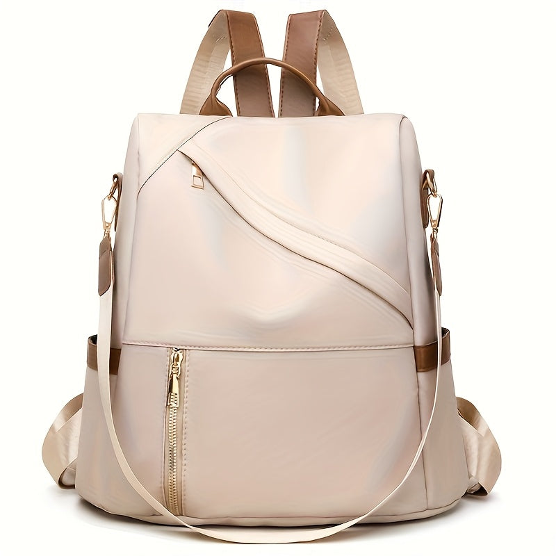 Women's Large Capacity Soft Backpack with Nylon - / Solid Color Bookbag, Commuter, Travel &amp; Laptop Carrier (Zipper Closure, Practical Pockets)