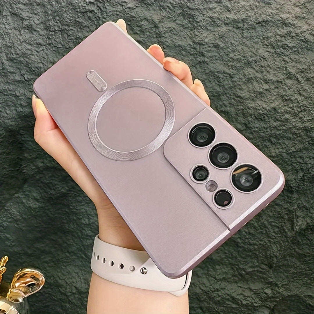 Coque transparente plaquée compatible charge magnétique sans fil, antichoc, pour Samsung Galaxy S20 à S23, offrant protection et style épuré.