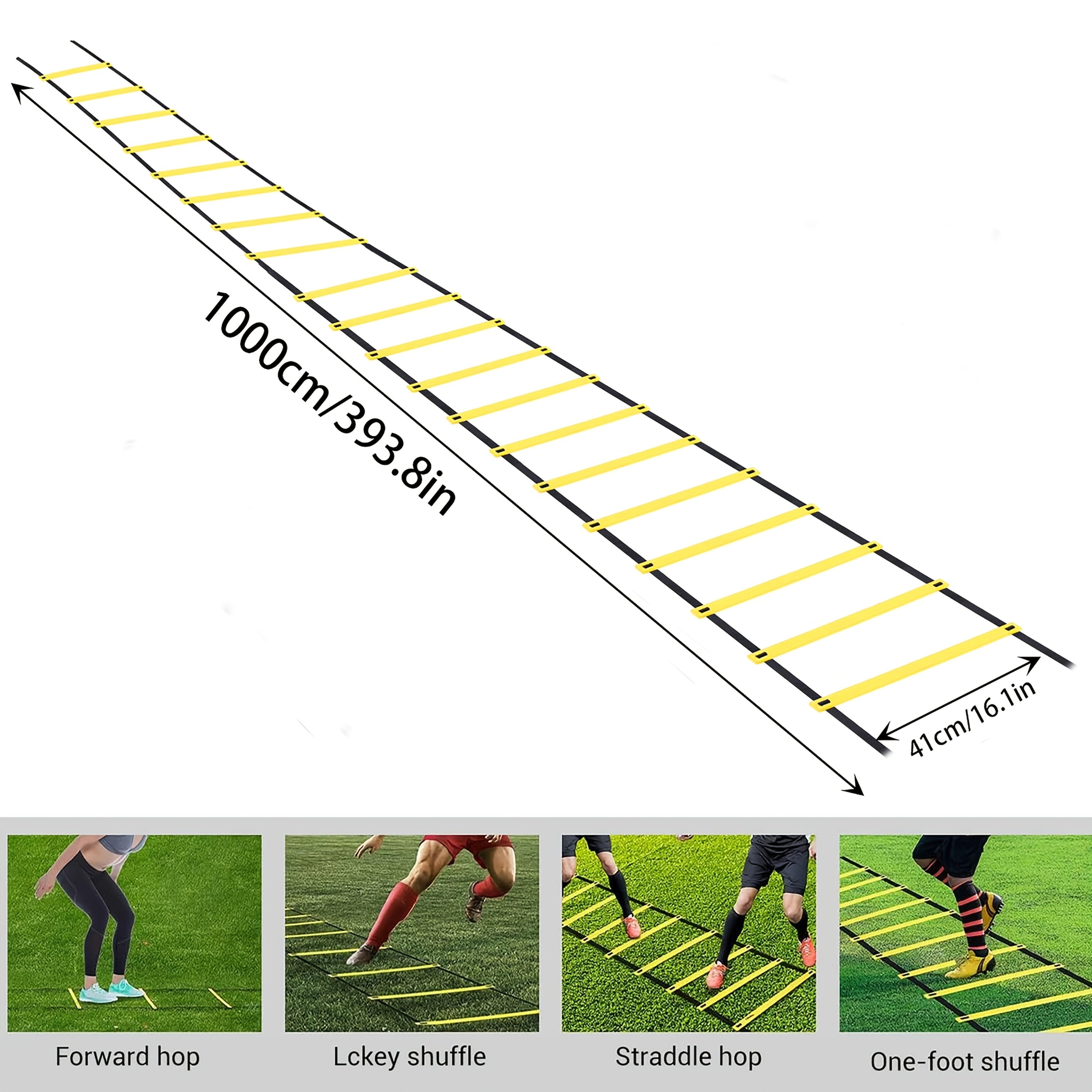 Agility Equipment 20-Step Ladder 10m/12-Step Ladder 6m/6-Step Ladder 3m Speed Ladder Training Ladder for Soccer, Speed, Rugby Fitness Foot Training