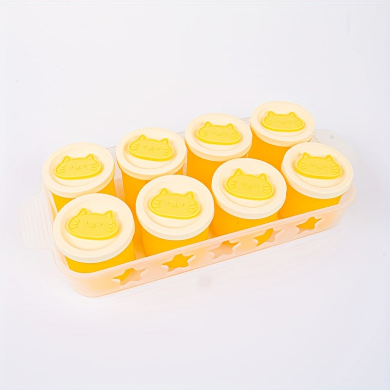 Frozen Food Storage Containers with Lids for Homemade Baby Purees, Vegetables &amp; Fruits, 8-Pack Mini Ice Tray Molds