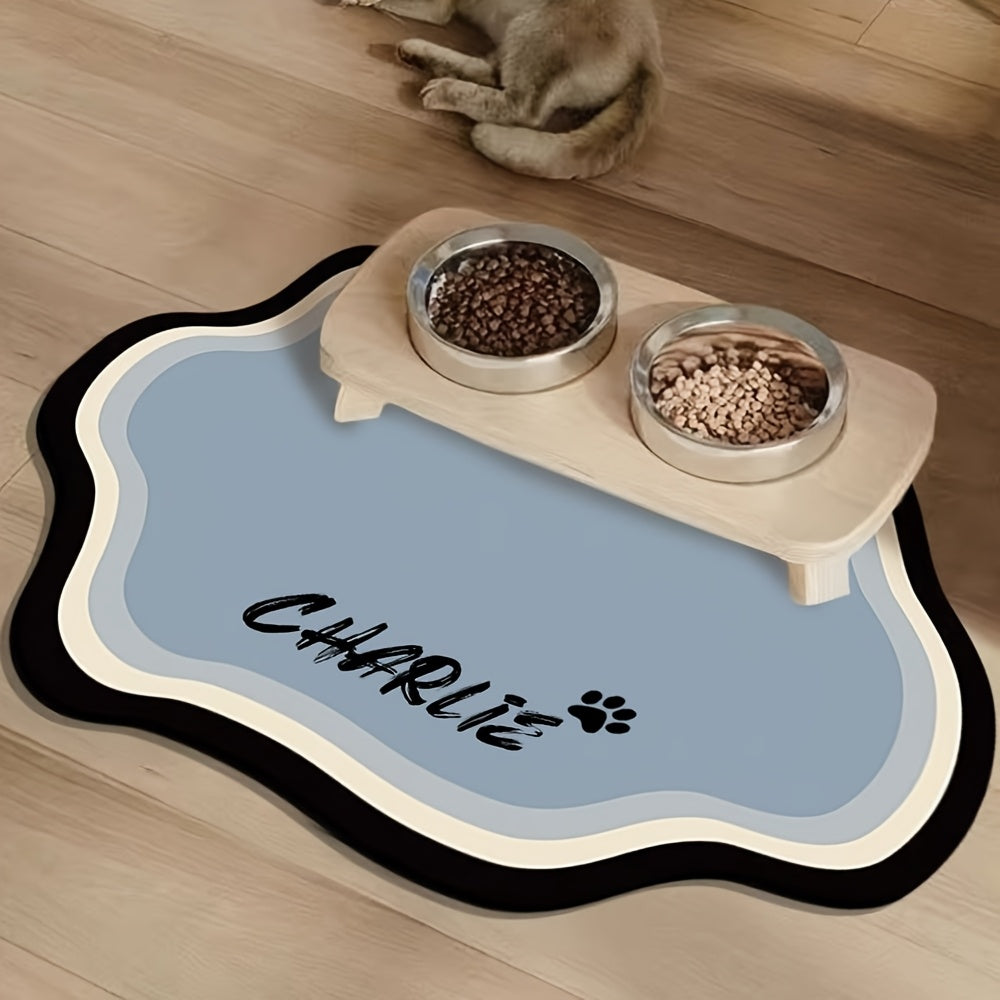 Tapis de repas personnalisé pour animaux, absorbant, antidérapant, séchage rapide, style nordique, caoutchouc durable, idéal intérieur pour chats et chiens.