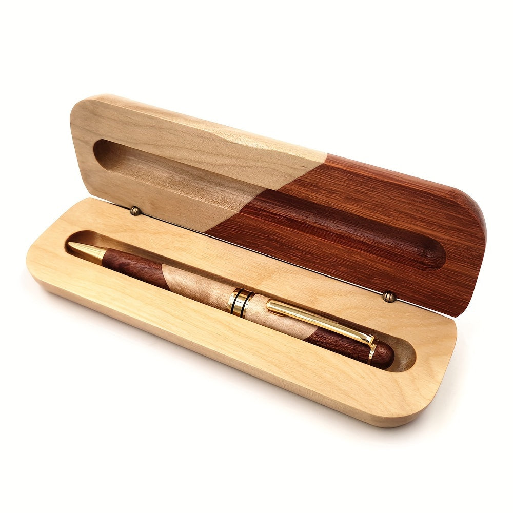 Luxury Handcrafted Wooden Ballpoint Pen Set with Display Case - Elegant Gift for Men &amp; Women, Premium Writing Instrument with Twist Closure