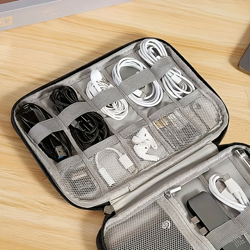 Packing Organizers, Luggage Organizer Bag, Travel Digital Cable Storage Pouch with 8 Elastic Loops for Data Lines, Earphone Wires, USB Drives, Memory Card Electronic Accessories &amp; Watch Straps – Mesh Compartment Holder, Sui