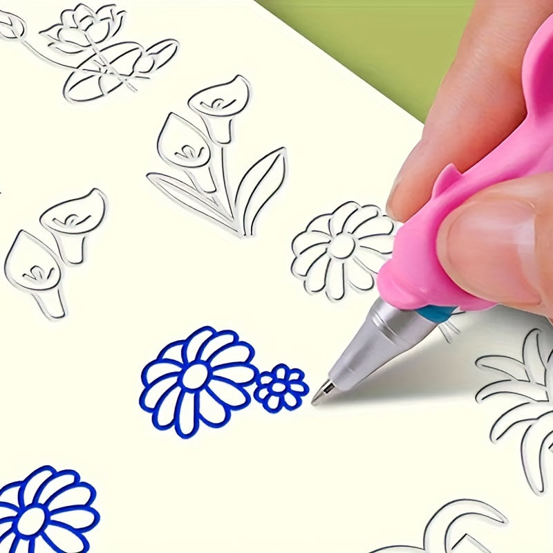 Coffret éducatif enfants : 4 cahiers, stylo, 6 recharges et support, idéal pour apprentissage et exercices d’écriture.