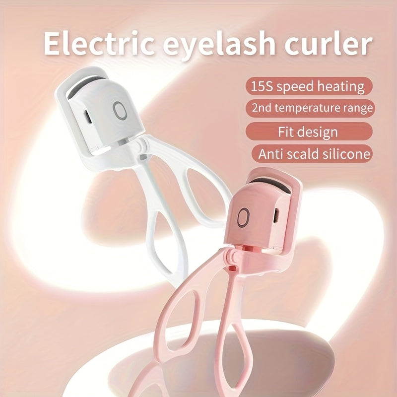 Recourbe-cils électrique 2-en-1, rechargeable USB, chauffe rapide, design moderne, pour des cils parfaitement courbés, idéal maison et voyage.