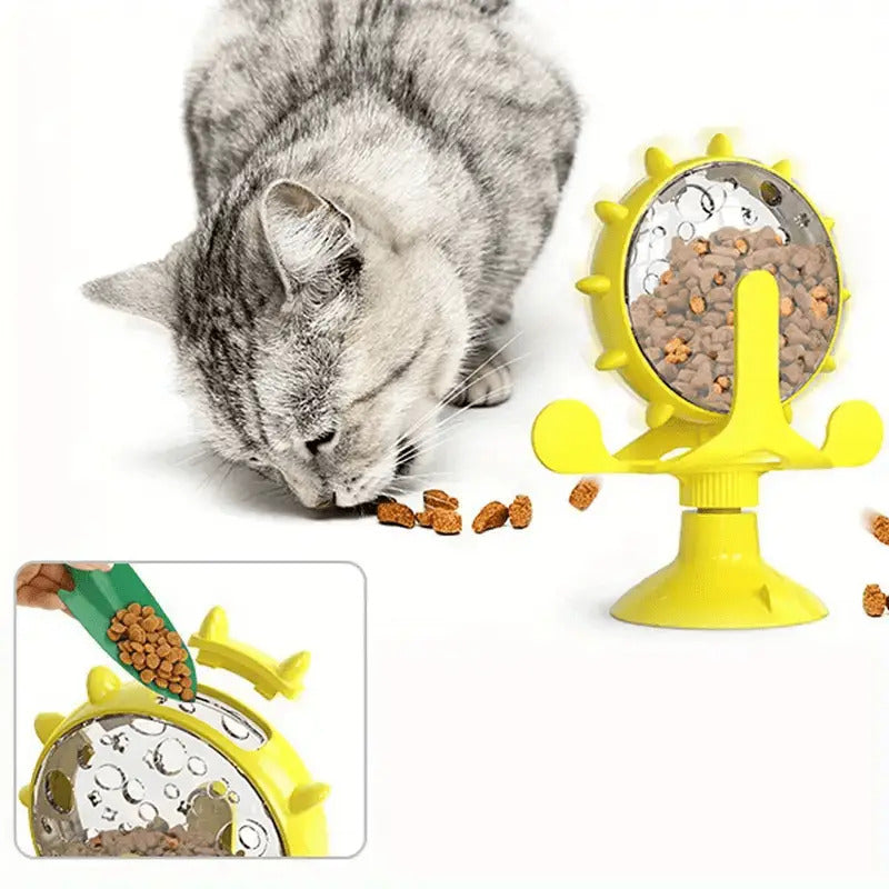 Jouet interactif pour animaux, distributeur de nourriture lent. Stimule l'esprit des chats et chiens, avec cloche, disponible en 3 couleurs.