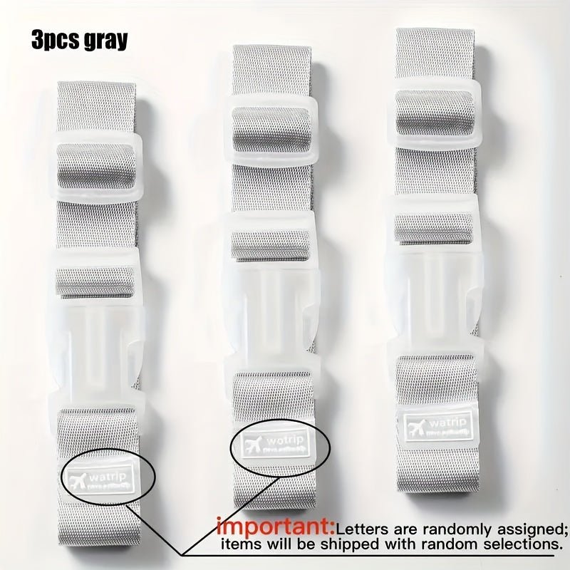 3pcs Adjustable Buckle Luggage Straps - Durable Travel Accessories with Vibrant Colors (, Pink, Orange, Green, Yellow, Red, Purple, Brown, ) - Secure Packing for Suitcases &amp; Bags